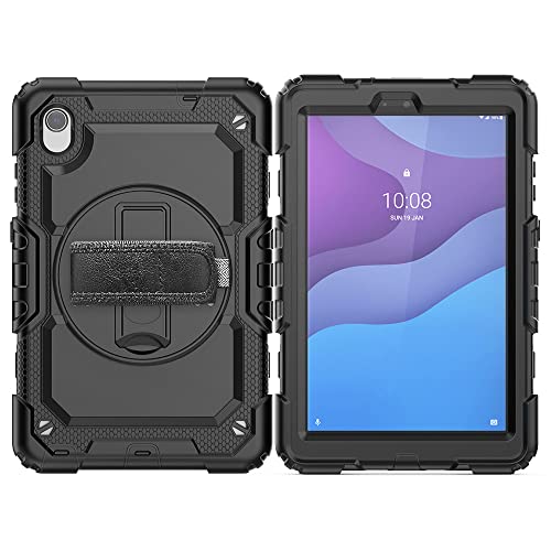 Coque Lenovo Tab M8 HD antichoc avec protège-écran et bandoulière noir