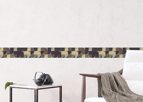 AG Design Selbstklebende Bordüre Quadratische Abstraktion, AWB 8434 | Wasserfest Dekoration für Wände, Möbel, Tapeten, Wandverkleidungen und Türen, Folie, Mehrfarbig | Breite 500 cm x Höhe 13.8 cm