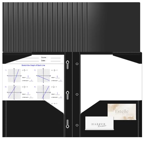 Briartw 18 pastas de arquivo pretas, pasta de bolso de pl&aacute;stico resistente com pinos para papel...