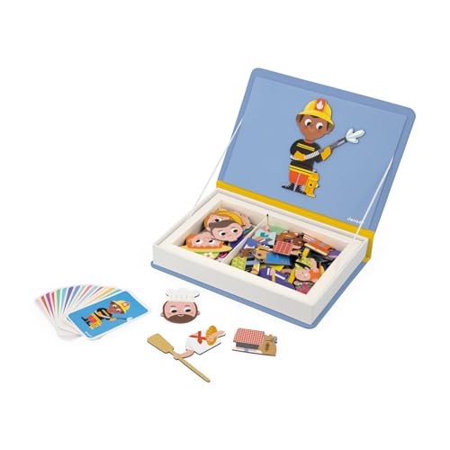 Janod - Magnéti'Book Oficios - Juego Educativo Magnético 48 Imanes + 16 Tarjetas Ejemplo - Juguete Infantil de Cartón FSC - A Partir De 3 Años, J02597