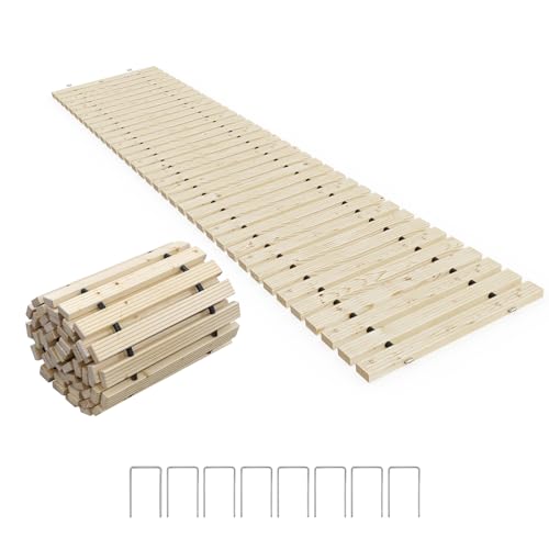 APRILSOUL 20FT Wooden Garden Pathway, Outdoor Roll Out Walkway Path for Patio,Lawn,Backyard,Beach,Wedding