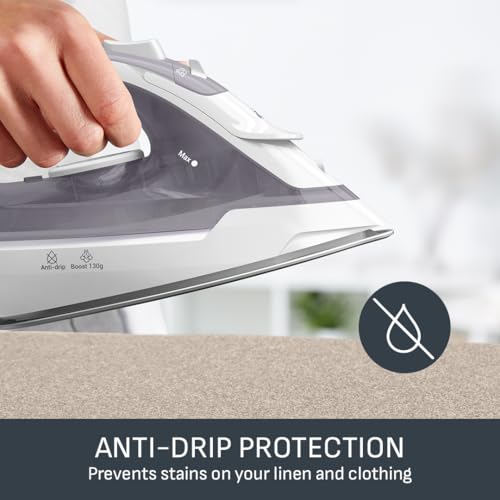 Tefal Virtuo 30, Steam Iron, 130 G/Min Steam Boost, 27 G/Min Continuous Steam, 240Ml Water Tank, Ceramic Soleplate, Anti-Drip, Precision Tip, Vertical Steaming, White & Purple, FV2C47G0 - 6