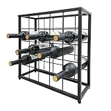 OFILLES 25 Bottles Black Metal Wine Racks, Tabletop Freestanding Wine Bottle Holder, Countertop Wine
