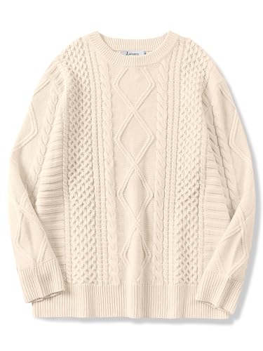 ANRABESS Sweaters for Women Oversized Crewneck Long Sleeve Casual Loose Cable Knit...
