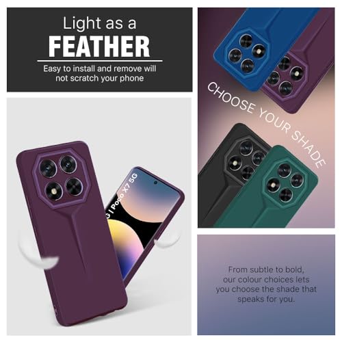 Image of WOW IMAGINE Back Cover for Redmi Note 14 Pro 5G | Poco X7 5G | Blade Series Ultra Thin Case with Lightweight Design | Camera Protection | Soft Matte Silicone Flexible Mobile Case - Purple