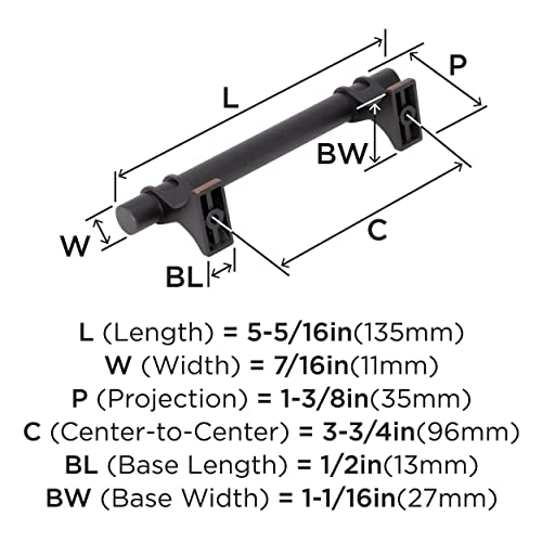 Image of Amerock | Cabinet Pull | Oil Rubbed Bronze | 3-3 /4 inch (96 mm) Center to Center | Davenport | 1 Pack | Drawer Pull | Drawer Handle | Cabinet Hardware