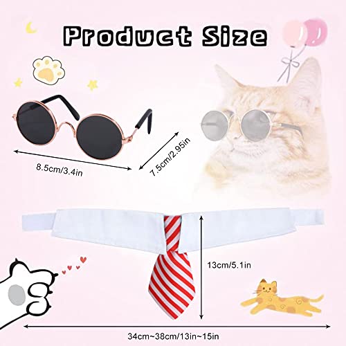 Cats Tie With Doll Sunglasses 4 Pieces Cat Necktie Puppy Tie Adjustable Cat Bowtie Costume Cute Pet Collar For Small Dogs And Cats Pedomus #TOP1