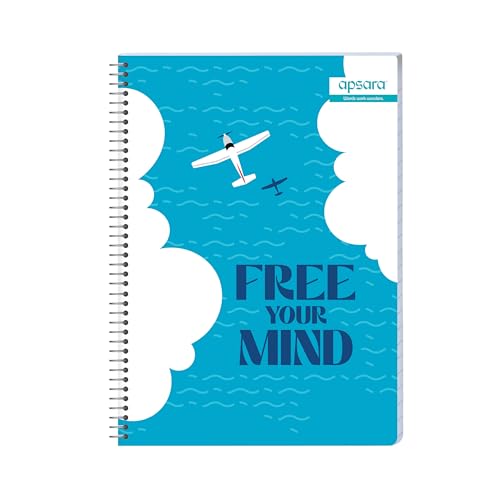 Image of Apsara 6 Subject Spiral Notebook, 400 Pages, Pack of 1, Single Line, 60 GSM -29.7 cm x 21 cm, Soft Cover Notebook for School, College Students, Exam Preparation & Professionals, Design May Vary
