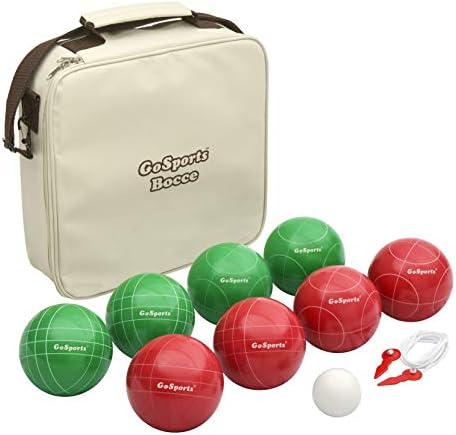 GoSports 100mm Regulation Bocce Set with 8 Balls, Pallino, Case and Measuring Rope - Premium Official Size Set