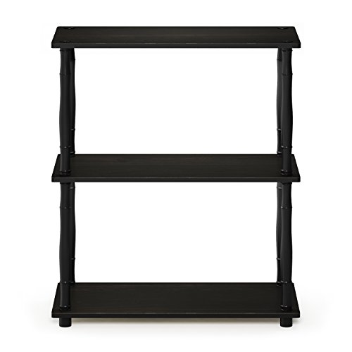 Image of Furinno Turn-N-Tube 3-Tier Compact Multipurpose Shelf Display Rack with Classic Tube, Espresso /Black