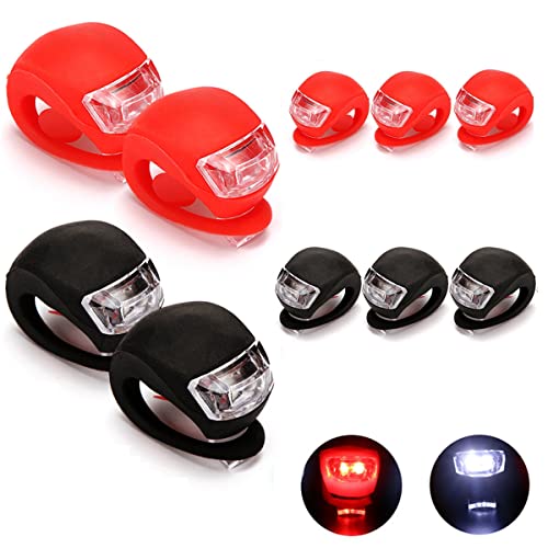 QUMENEY 10PCS Silicone Housing Bike Lights Set, Waterproof LED Clip-On Bicycle Lights, Bicycle...