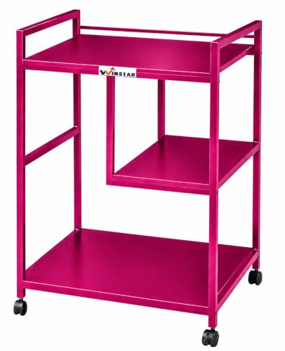 Image of WINSTAR Printer Stand, Solid & Sturdy, Modern Contemporary Look, Space Saving, Made in India (Fuchsia Pink, 3 Tier Split Shelf)