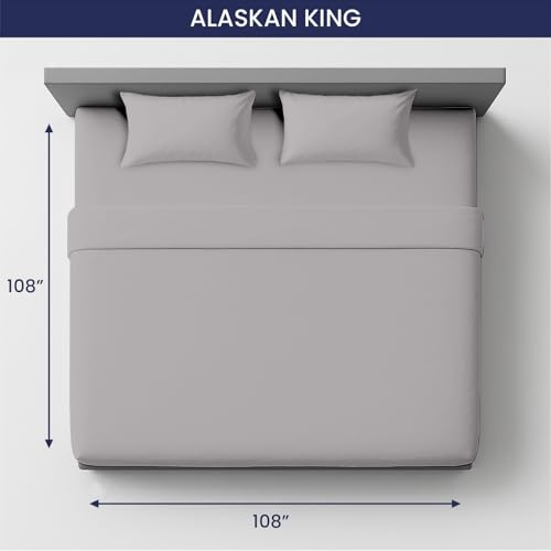 Image of SGI 108 inchx108 inch 4 Pc Alaskan King Sheet Set 600 TC 12 inch Deep, Light Grey