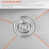 Trintion 540x440mm Stainless Steel Kitchen Sink Set - Single Deep Square Bowl Sink with Drain Basket Soap Dispenser and Overflow for Undermount or Inset Installation - Image 3