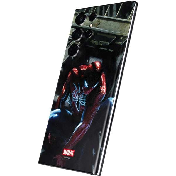 Skinit Decal Phone Skin Compatible with Galaxy S22 Ultra - Officially Licensed Marvel Spiderman New Suit Spiderman Design