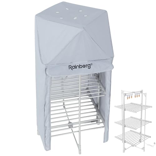 Rainberg 3 Tier Heated Clothes Airer Cover, Premium Heated Clothes Drying Rack Cover to Help Speed Up Drying, Air Vents For Air Circulation For Reduce Drying Time,Improve Airer Performance Cover Only