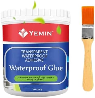 YEMIN Crack Seal Glue 300gm with Brush Transparent Waterproof Glue for Roof Leakage Crack Seal Agent Roof Water Leakage Solution Water Proof Glue Transparent Glue Waterproofing for Pipe Wall Tiles