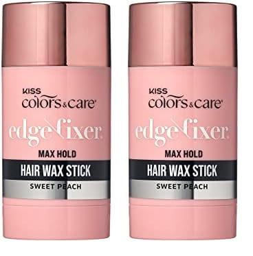 KISS COLORS & CARE Barra de cera para el cabello, 2.7 onzas (durazno dulce)  Estilo de borde sin esfuerzo, 24 horas de duración, no graso, sin
