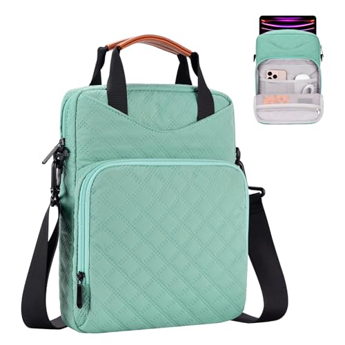 9-11 Inch Tablet Sleeve Bag, Padded Travel Carrying Case for iPad Pro 11-in (M4), iPad 10.9 (10th Gen), iPad Air 11-in (M2), Galaxy Tab S9/S8, with Shoulder Strap (Mint Green)