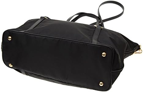 Prada Tessuto Nylon & Saffiano Leather Black Top Zip Tote Bag Gold-Tone Hardware Adjustable Strap Interior Zip and Slip Pockets New - Image 8