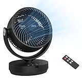 JRD 13 lnch 28dB Quiet Desk Fans for Bedroom, Room Fan with Remote,90 Oscillating Table Fan,120° Adjustable Tilt,3 Speeds, 7H Timer for Whole Room Home Office Living Room