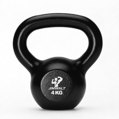 Image of Jimwalt Heavy Duty Enameled Cast Iron Kettlebell | Smooth Non-Slip Grip, Chip-Resistant Coating | Perfect for Strength Training & Home Gym (Enameled Coated 4KG)