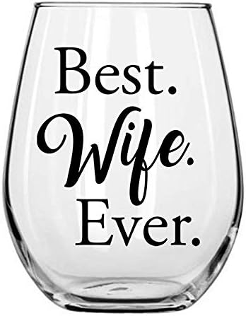 Momstir Best Wife Ever Sentimental Stemless Wine Glass for Her from Him/Husband Romantic Libbey 15oz