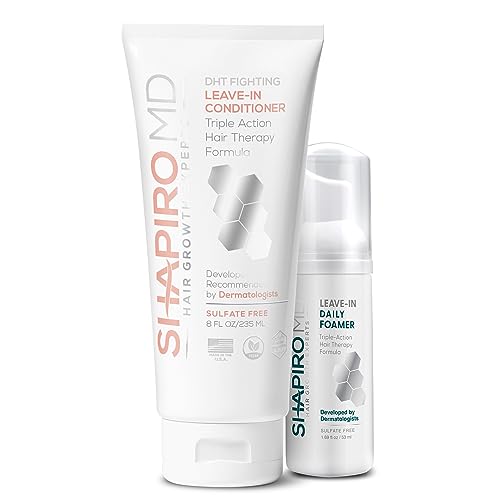 Shapiro MD Hair Growth Experts Hair Loss Leave-in Conditioner and Foam Set, DHT Fighting Vegan Formulas for Thinning Hair Developed by Dermatologists, Experience Healthier, 1 Month