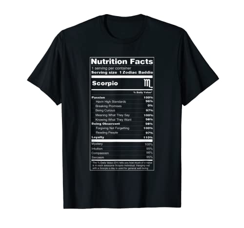 Información nutricional de Scorpio Tee Zodiac Sign Camiseta