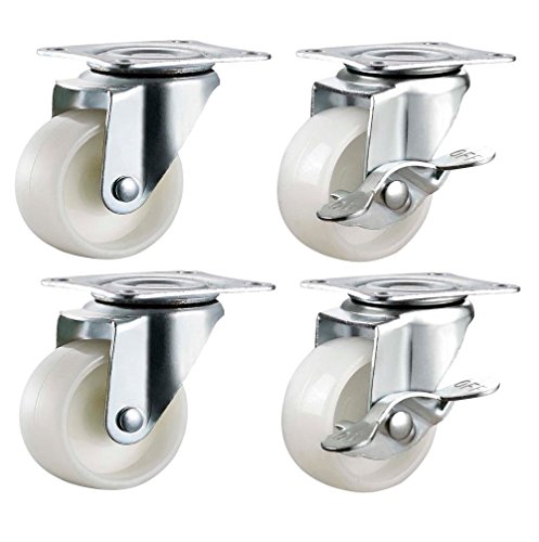 Qté. 4u00a0x 50u00a0mm en nylon Roulettes pivotantes avec freinsu00a0?u00a0Meubles, Appliance et équipements Petite Roues par Bulldog Roulettesu00a0?u00a0Max 110u00a0kg par lot