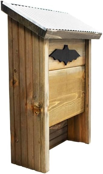 GENERIC Woodlink Rustic Farmhouse Large Bat Houses, Pack of 2 – Wooden Outdoor Bat Roosts with Corrugated Metal Roofs, Brown Backyard Bat Shelters