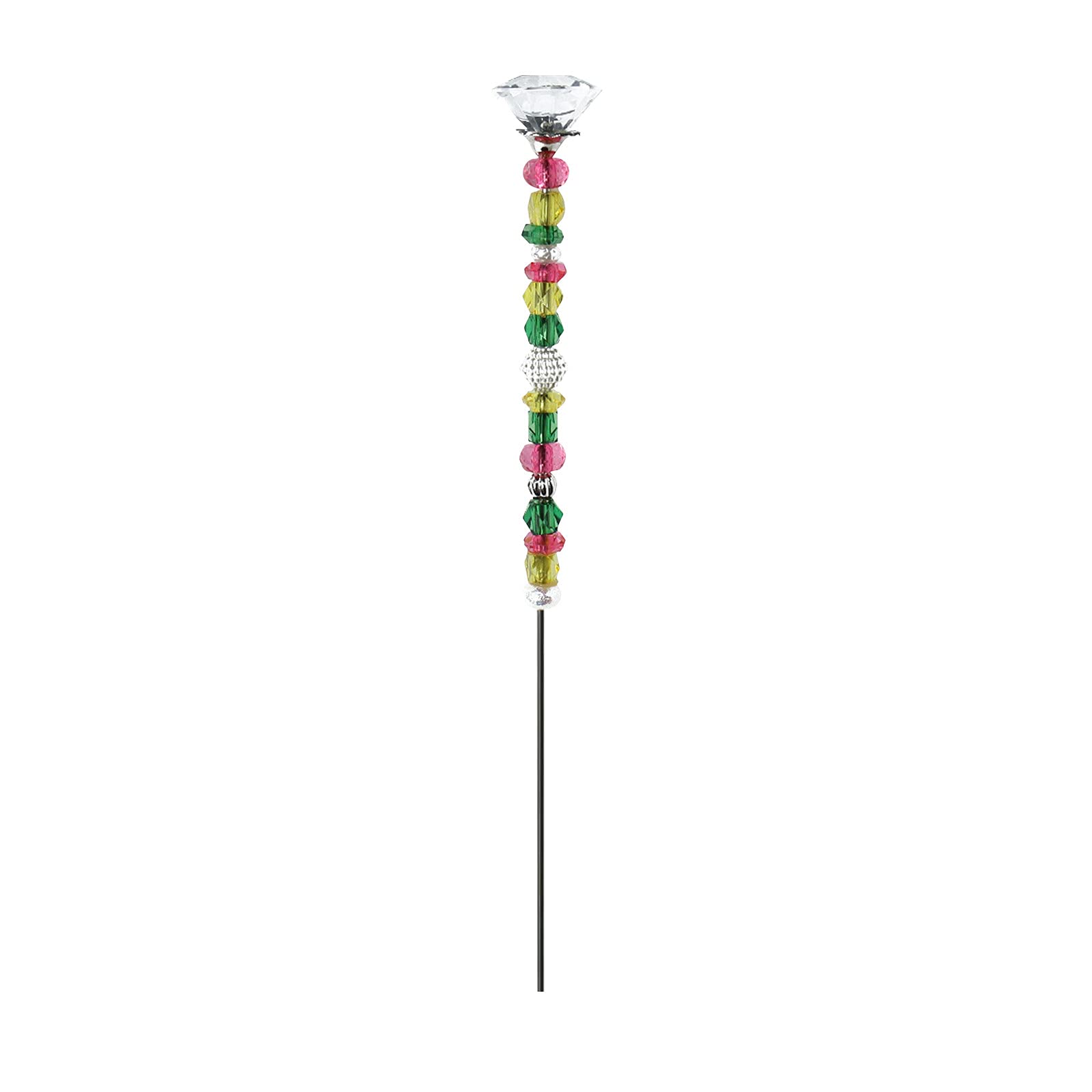 VIVIANYO HD Beaded Garden Stakes Colorful Crystal Stopper Top Fairy Stakes Ornament 12.5inch Decorative Antique Silver Bail Bead Insert Wands Sticks Yard Patio Plant Pot Flower Bed Art Craft (Clear)