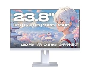 JapanNext Gaming Monitor 23,8" IPS Full HD (1920x1080) 120Hz 0.5ms Weiß | Höhen- & Neigungsverstellung (HSP) Integrierte Lautsprecher G-Sync/FreeSync | JN-IPS238G120F-HSP-W