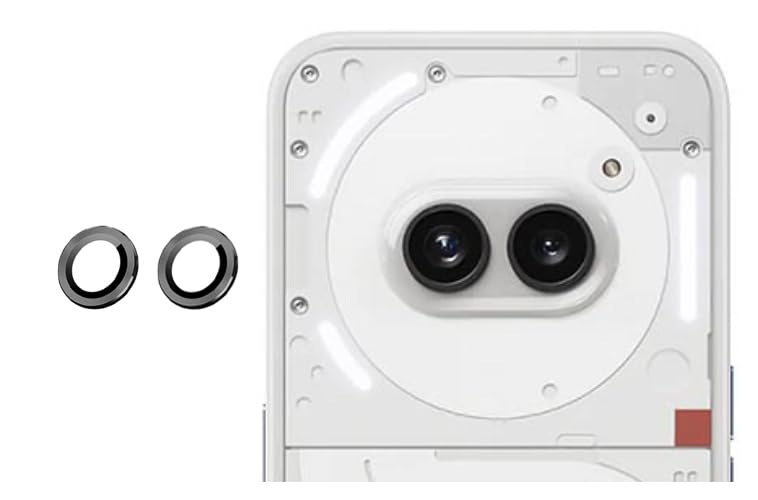 Image of imluckies Camera Ring Lens Protector (Aluminum with Tempered Glass) Compatible for Nothing 2A - Black (Pack of 2 rings)