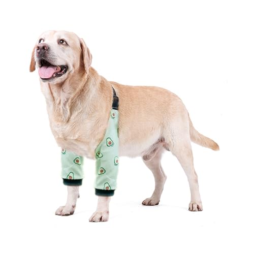 Image of HDKUW Dog Elbow Protector, Dog Leg Recovery Sleeve for Prevent Licking Wound, Joint Sleeves with Mesh Pad for Medium Large Dogs Thickened Avocado 2XL