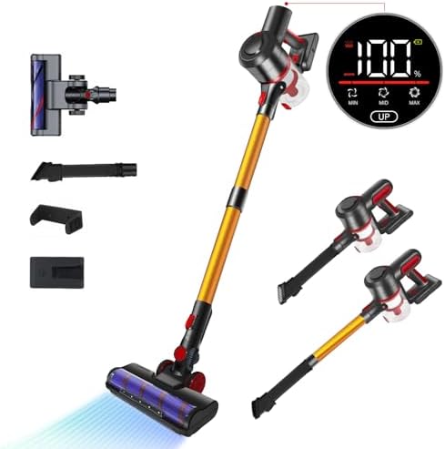 Authmic Akku Staubsauger 40000Pa 50 Min - Kabelloser Staubsauger Mit HEPA Filter 1,6L