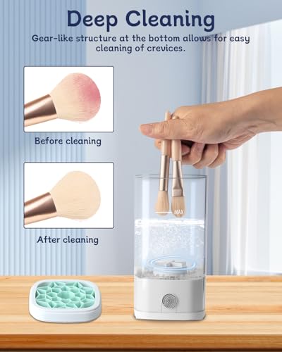 Elektrischer Make-Up Pinselreiniger Weiß –tiefenreinigung, Universell Für Pinsel & Kosmetikwerkzeuge, Mit Allen Pinselgrößen, Kompakt & Praktisch, Einfach Zu Bedienen