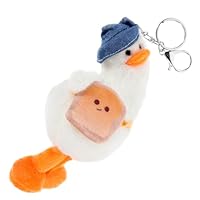 Uonlytech Adorable White Plush Duck Keyring Hanging Doll Pendant Soft Stuffed Bag Charm for Backpack Decoration