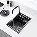FKLGJFO Hidden Black Kitchen Sink Single Bowl Bar Small Size Sink Stainless Steel Balcony Sink Concealed Black Kitchen Sink Bar Sink