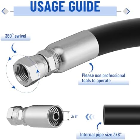 Racewill 12 Pack Hydraulic Hose End Fittings: 3/8" I.D. Hose x 3/8" JIC 37° Female With Protection Cover Hydraulic End Swivel Crimp Fitting - 2