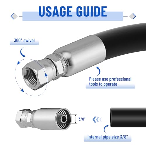 Image of 12 Pack Hydraulic Hose End Fittings: 3 /8 inch I.D. Hose x 3 /8 inch JIC 37 Female With Protection Cover Hydraulic End Swivel Crimp Fitting