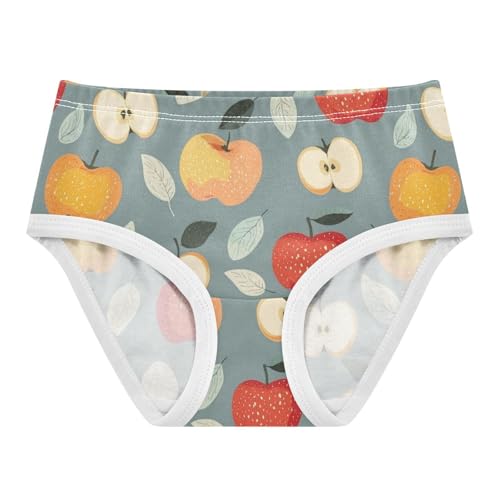 ZZKKO Farmhouse Apples Leaves Girls Underwear Toddler Panties for Girls Comfort Brief Size 8Y