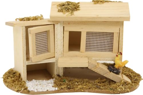 FADEDA Stalla per lepri e polli/altezza: 6 cm/dipinta a mano/presepe fedeli ai dettagli, decorazione da tavolo di Natale accessori presepe