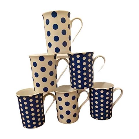 tamergifts Set of 6 Blue & White Mugs Cover