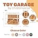 Toy Parking Garage with Elevator Wooden Toy Car Storage Small Car Compatible Gift for Toddlers 1-4 Years Old Organizer Case Shelf for Mini Toy Cars (Big, Dark Walnut)