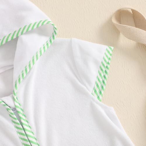 Image of Girls Terry Cloth Swim Cover Up Zip Up Hooded Bathing Suit Coverup Wraps Rufled Kids Pool Beach Robe Cover-Up Dress