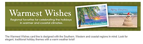Masterpiece Studios Warmest Wishes 16-Count Boxed Holiday Cards with Foil-Lined Envelopes, 7.8" x 5.6", Tropical Sunset (928700)