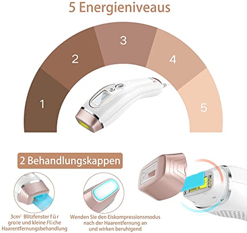 IPL Laser Haarentfernungsgerät mit Eiskühlung Funktion, Lichtbasierte Haarentfernung für dauerhaft glatte Haut,Schmerzlos, für Körper, Gesicht, Bikini-Zone & Achseln - Image 7