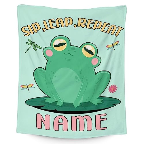 Mercuryelf Custom Frog Throw Blanket - Soft, Fuzzy & Warm - 30x40 Inches Small Blankets for Lap, Crib - Light Green Funny Throws Gift for Baby