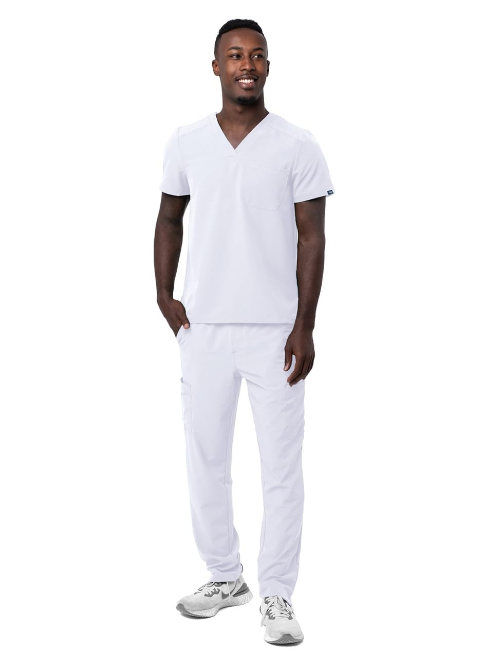 Adar Uniforme médico para Hombres Casaca de Cuello en V y Pantalones Cargo